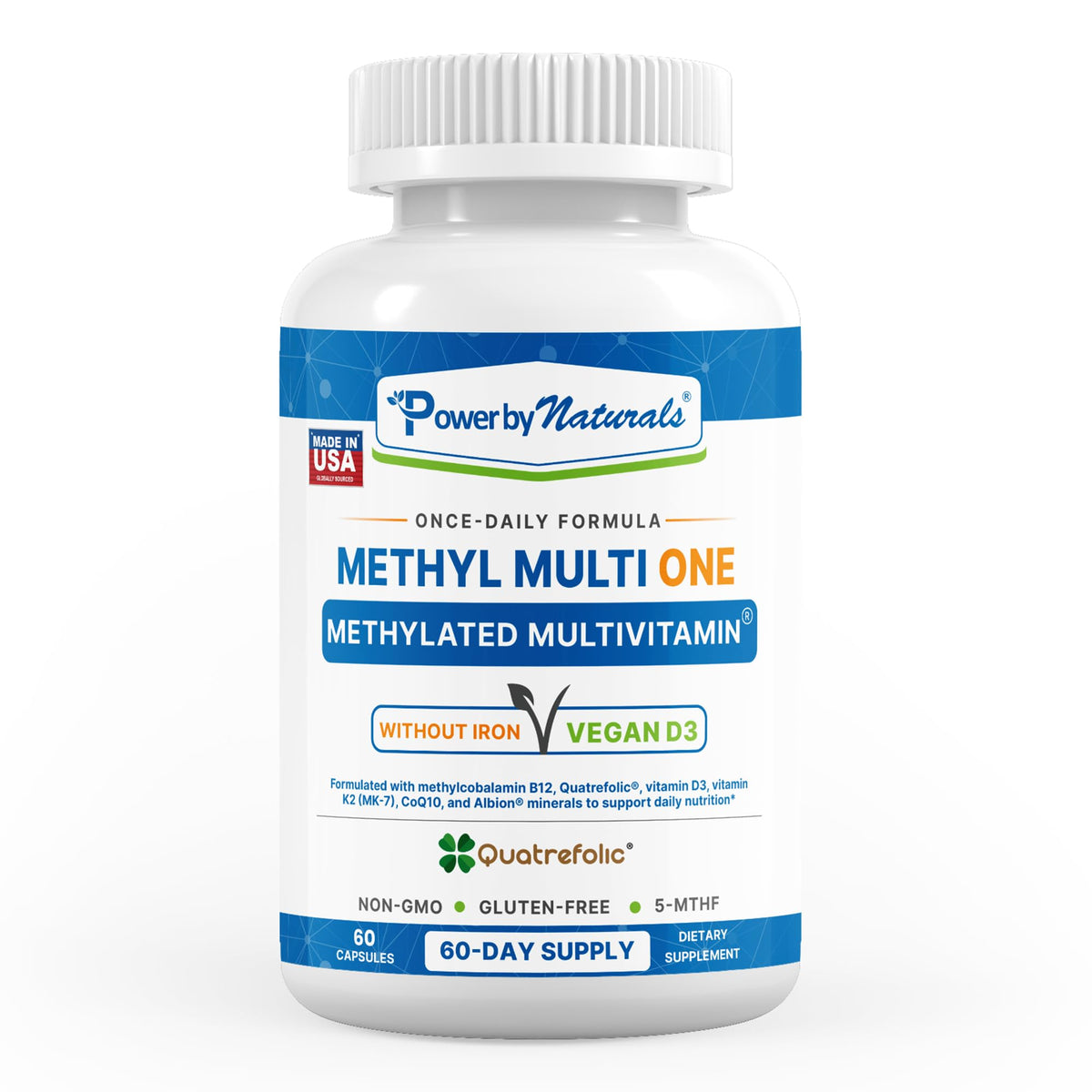 Power By Naturals Methyl Multi One bottle for daily methylation support.