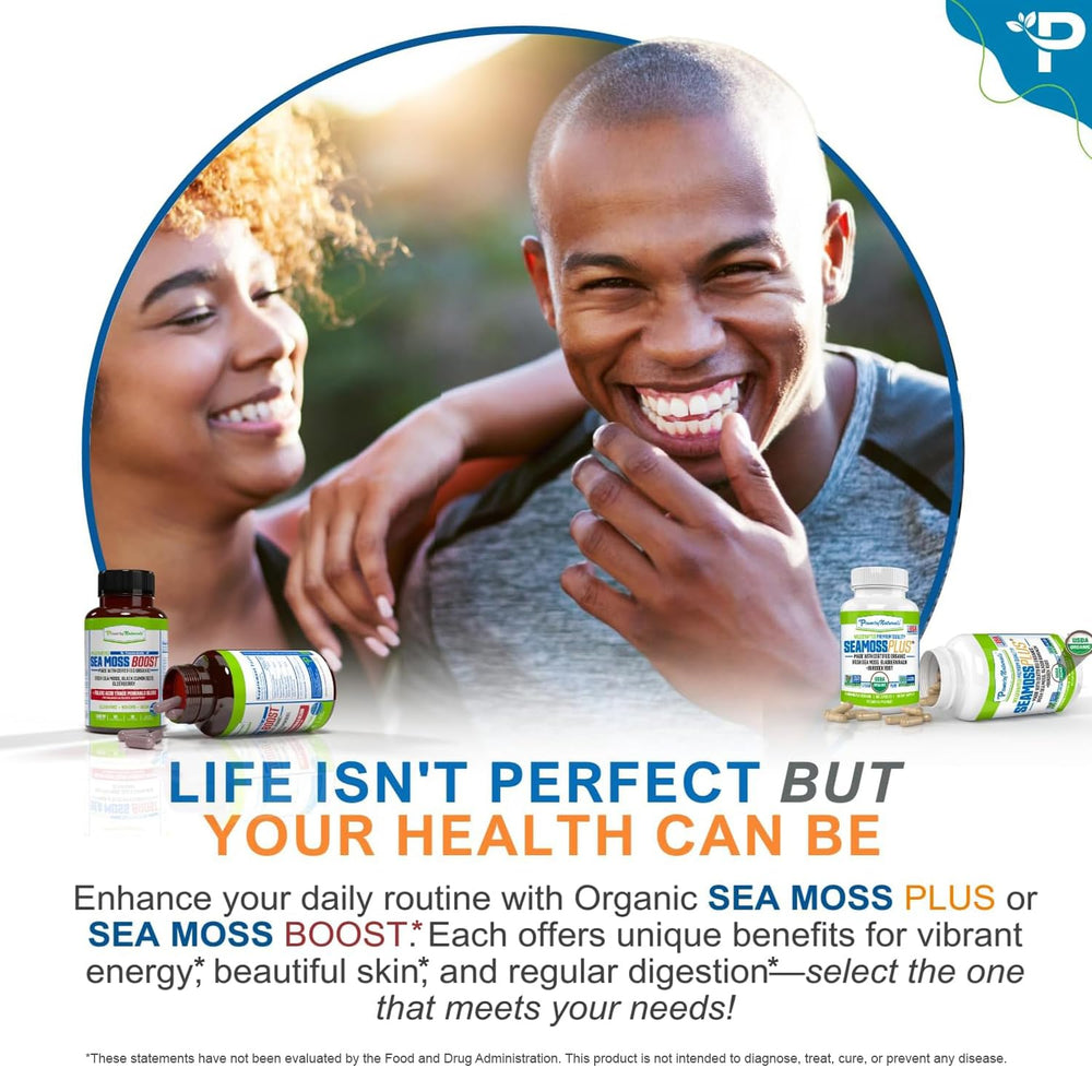 Power By Naturals Sea Moss Plus per-serving: 500 mg sea moss, 500 mg bladderwrack, 400 mg burdock.