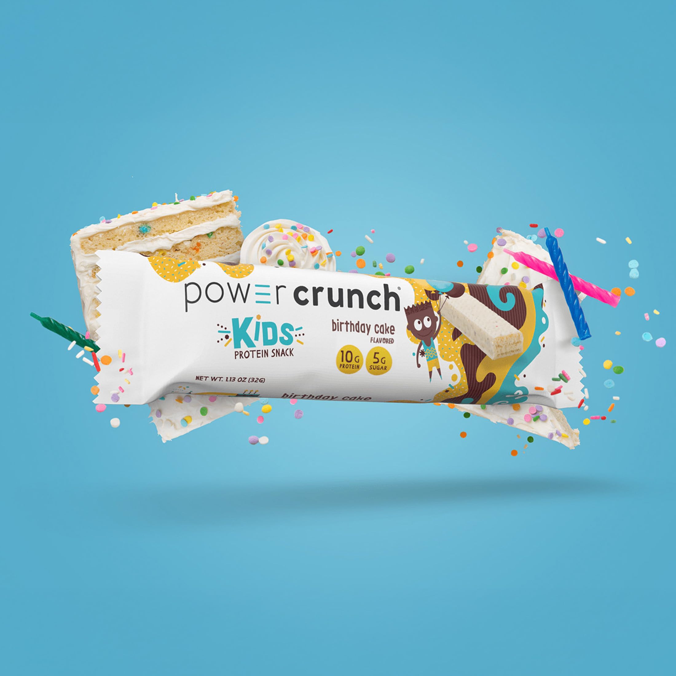Power Crunch Birthday Cake 1.13 oz bars fit easily in lunchboxes.