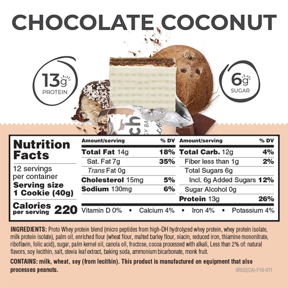 Power Crunch cross-section reveals crisp wafer and creamy chocolate coconut filling.