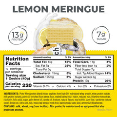 Power Crunch Lemon Meringue bar closeup with crisp wafer texture and lemon filling.
