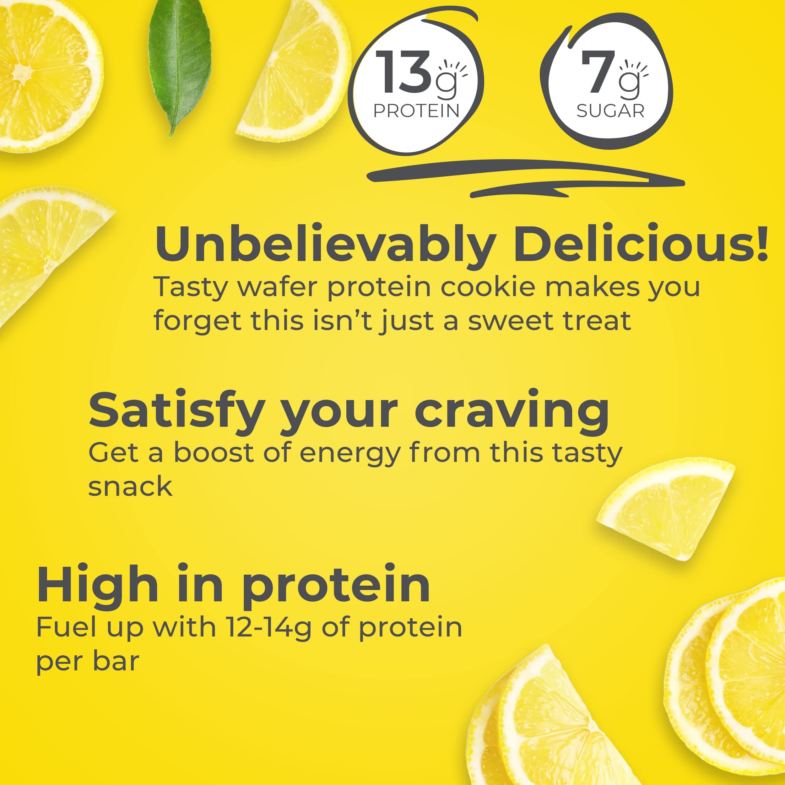 Power Crunch Lemon Meringue bar front view, inviting flavor and protein boost on the go.