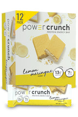 Power Crunch Lemon Meringue bar packaging shown, convenient protein snack for busy days.