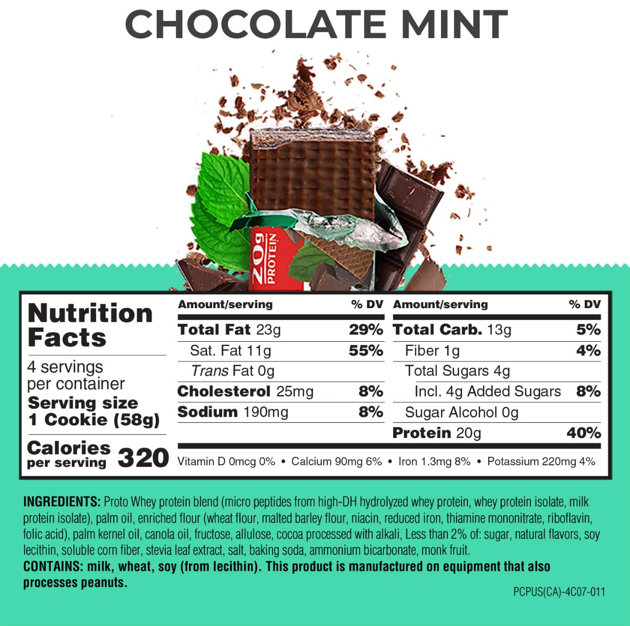 Power Crunch PRO Chocolate Mint cross-section showing cream filling and wafer texture for sustained bite.