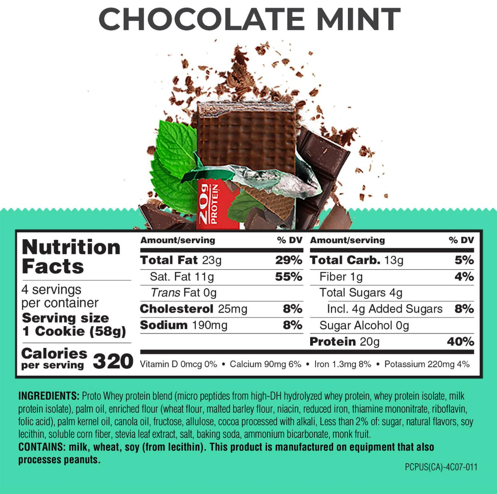 Power Crunch PRO Chocolate Mint cross-section showing cream filling and wafer texture for sustained bite.