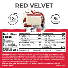 Power Crunch Red Velvet bar highlights 12g protein per serving