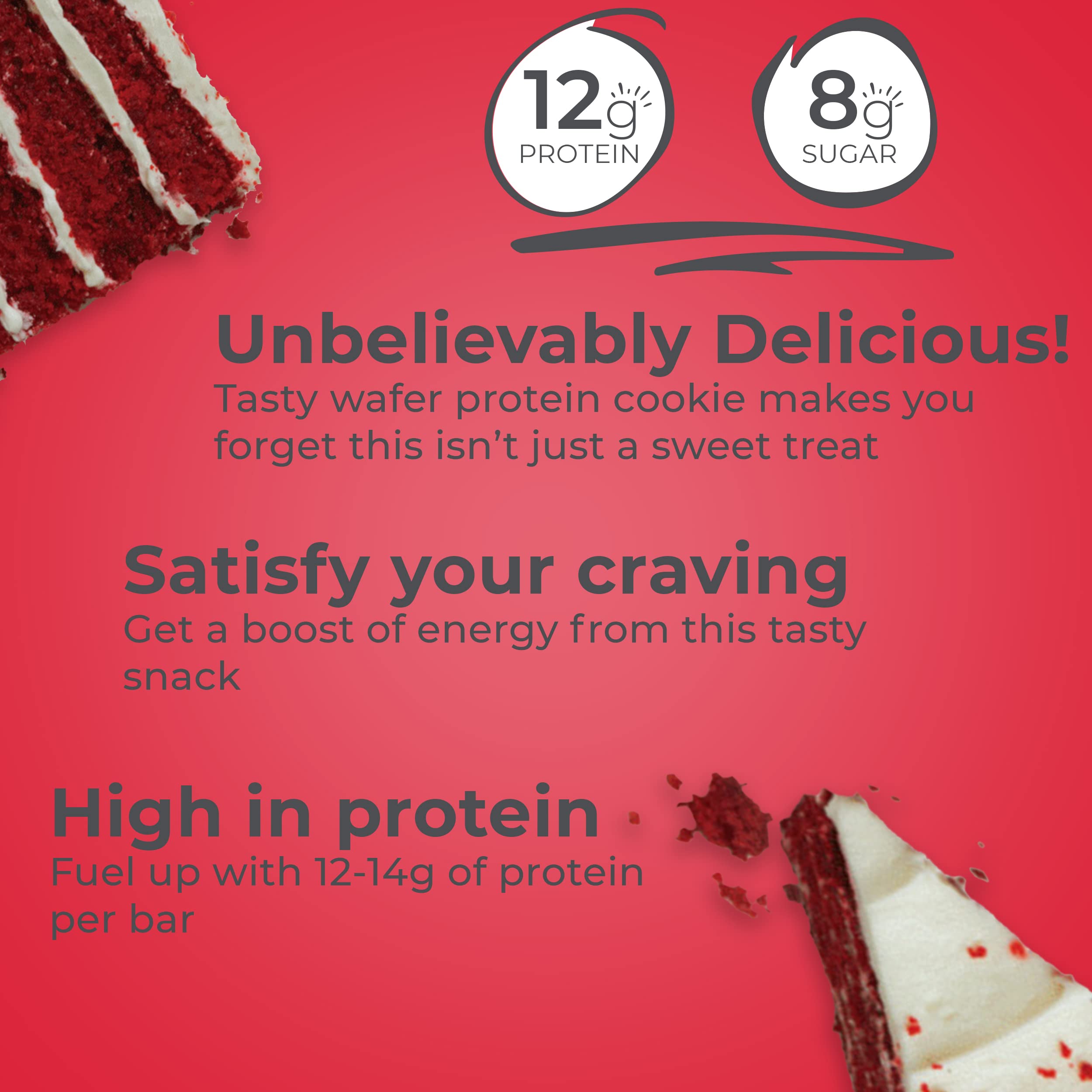 Power Crunch Red Velvet bar showing creamy cheese filling and texture