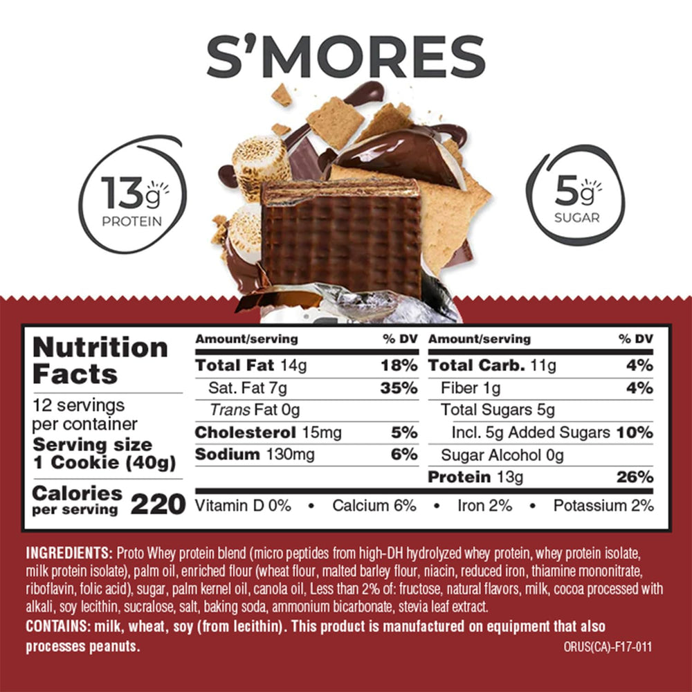 Power Crunch S'Mores bars pack shows twelve units for school or work breaks.