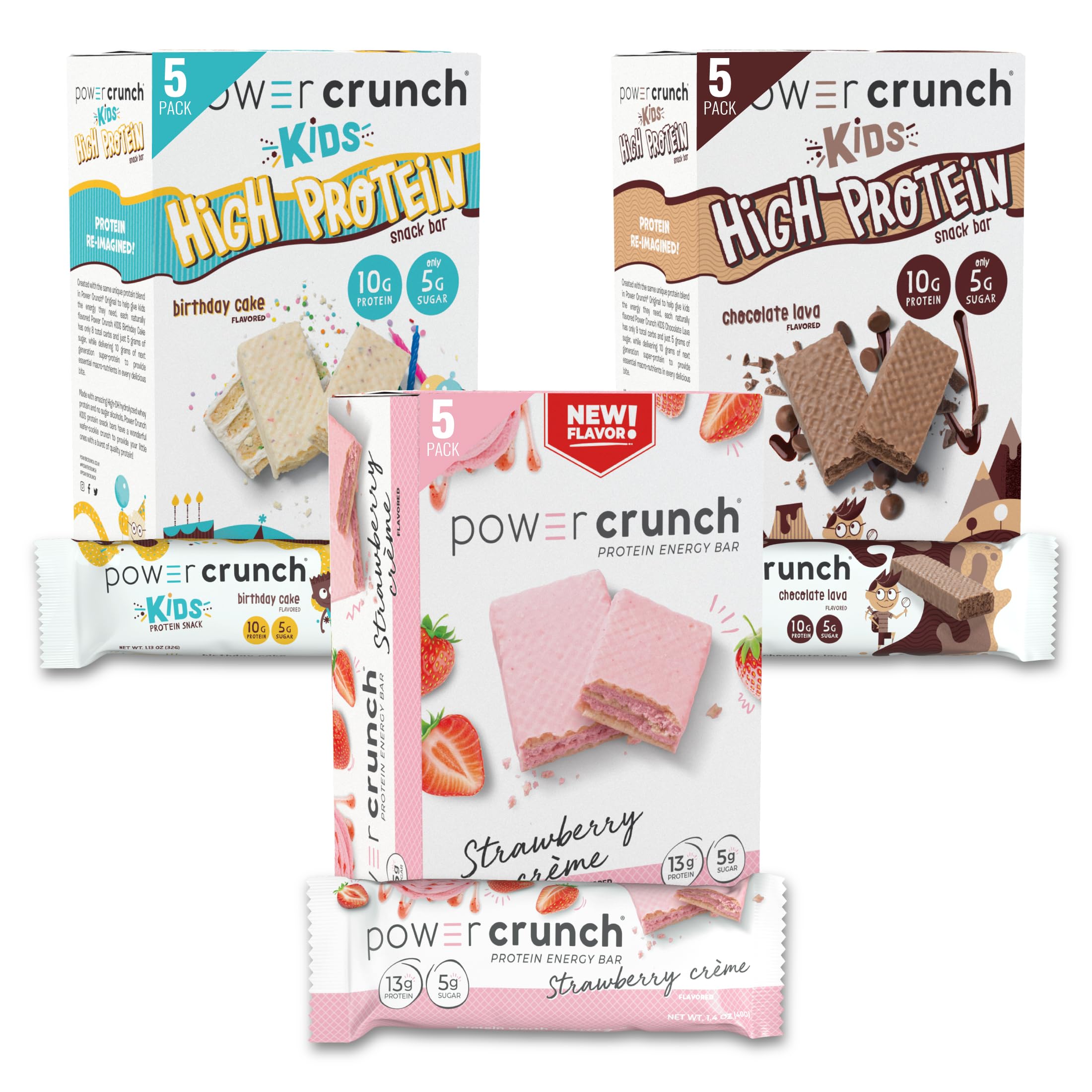 Power Crunch Strawberry Creme bar with crispy wafer, convenient high-protein snack.