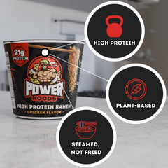 Plant-based chicken-flavor broth in a convenient cup.