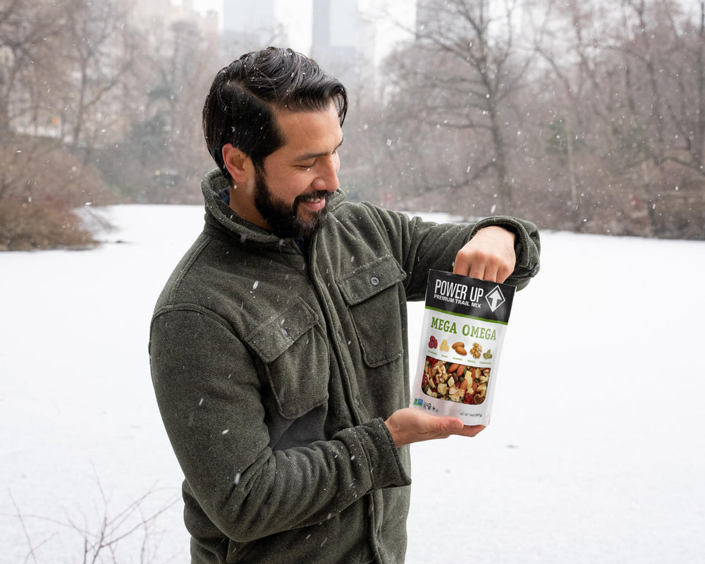 Power Up Mega Omega Trail Mix on-the-go pack, ideal for busy mornings