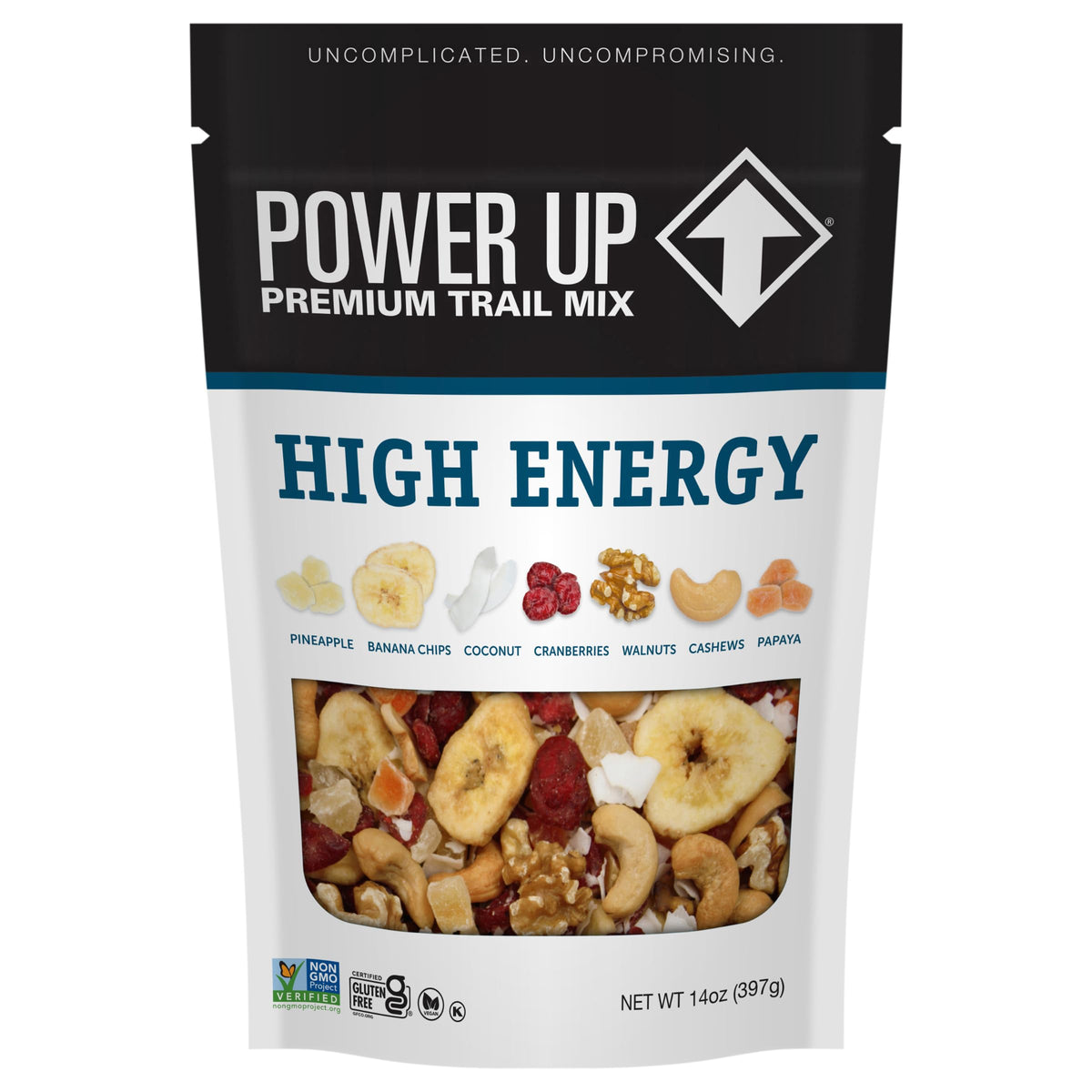 Power Up Premium Trail Mix pineapple chunks for tropical flavor and quick energy