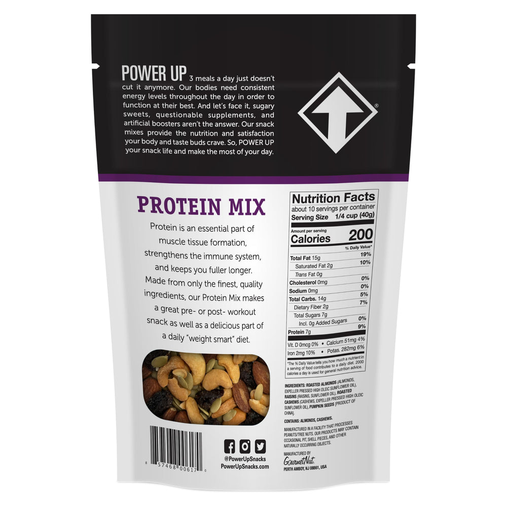 Power Up Trail Mix almonds, cashews, and raisins close-up with satisfying crunch