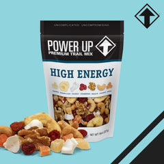 Power Up Trail Mix close-up with nuts and dried fruit for a satisfying crunch