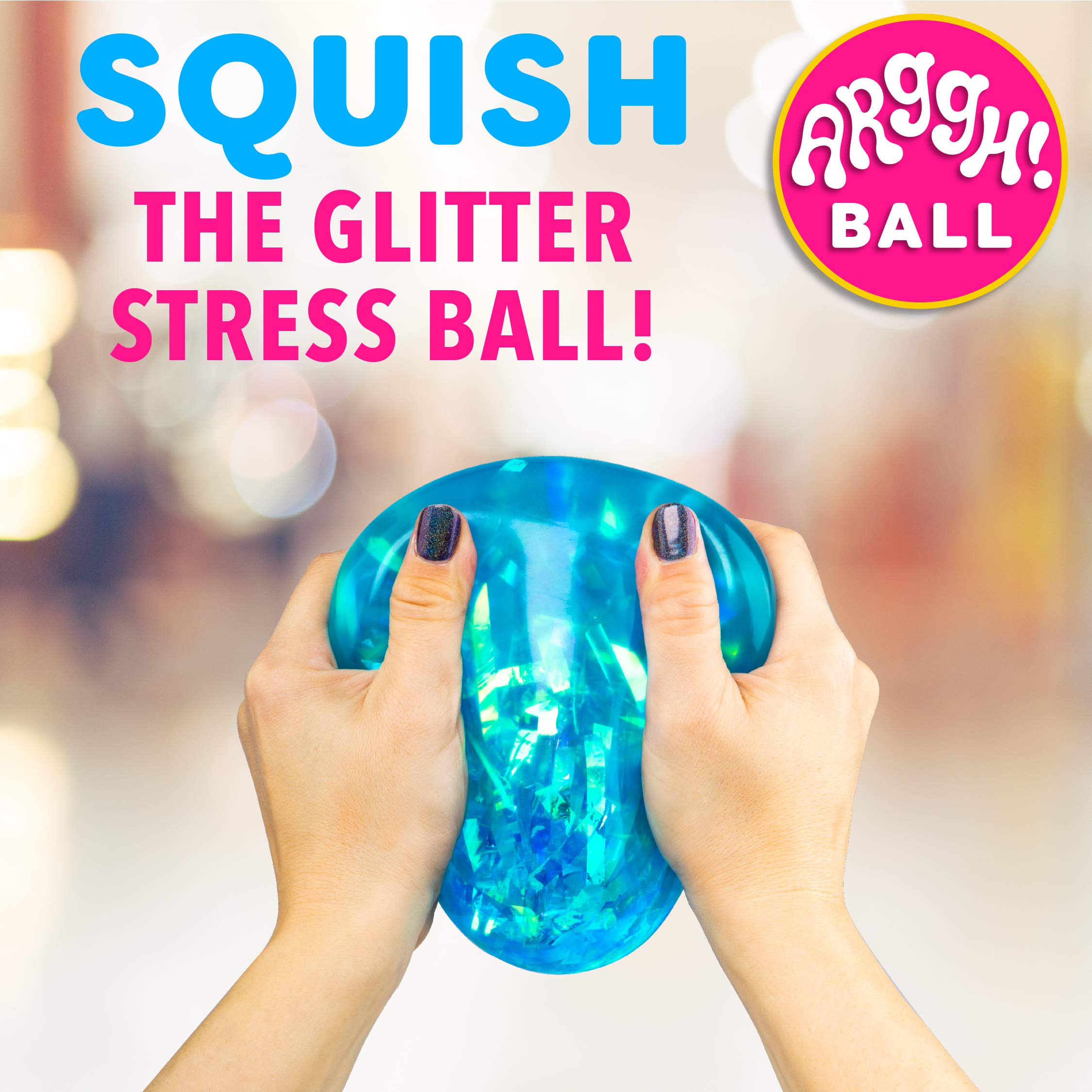 Power Your Fun Arggh stress ball blue in hand tactile play for concentration
