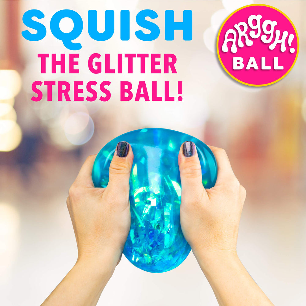Power Your Fun Arggh stress ball blue in hand tactile play for concentration