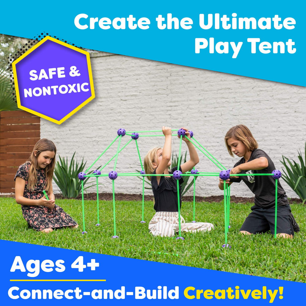 Power Your Fun glow fort dusk assembly shows glowing structures for indoor fun