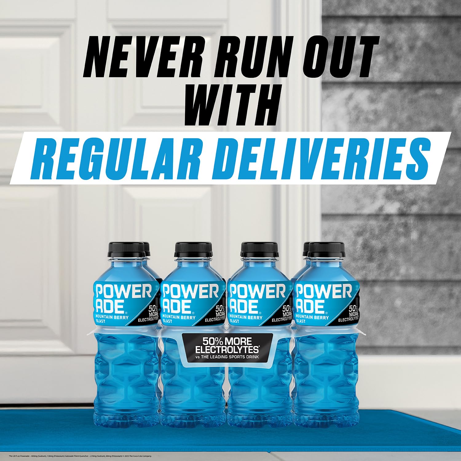 Powerade Fruit Punch label closeup showing vitamins for energy metabolism and immune health