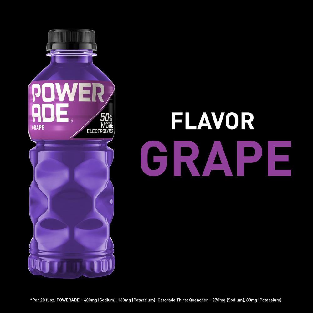Powerade Grape glass with ice showing refreshing hydration
