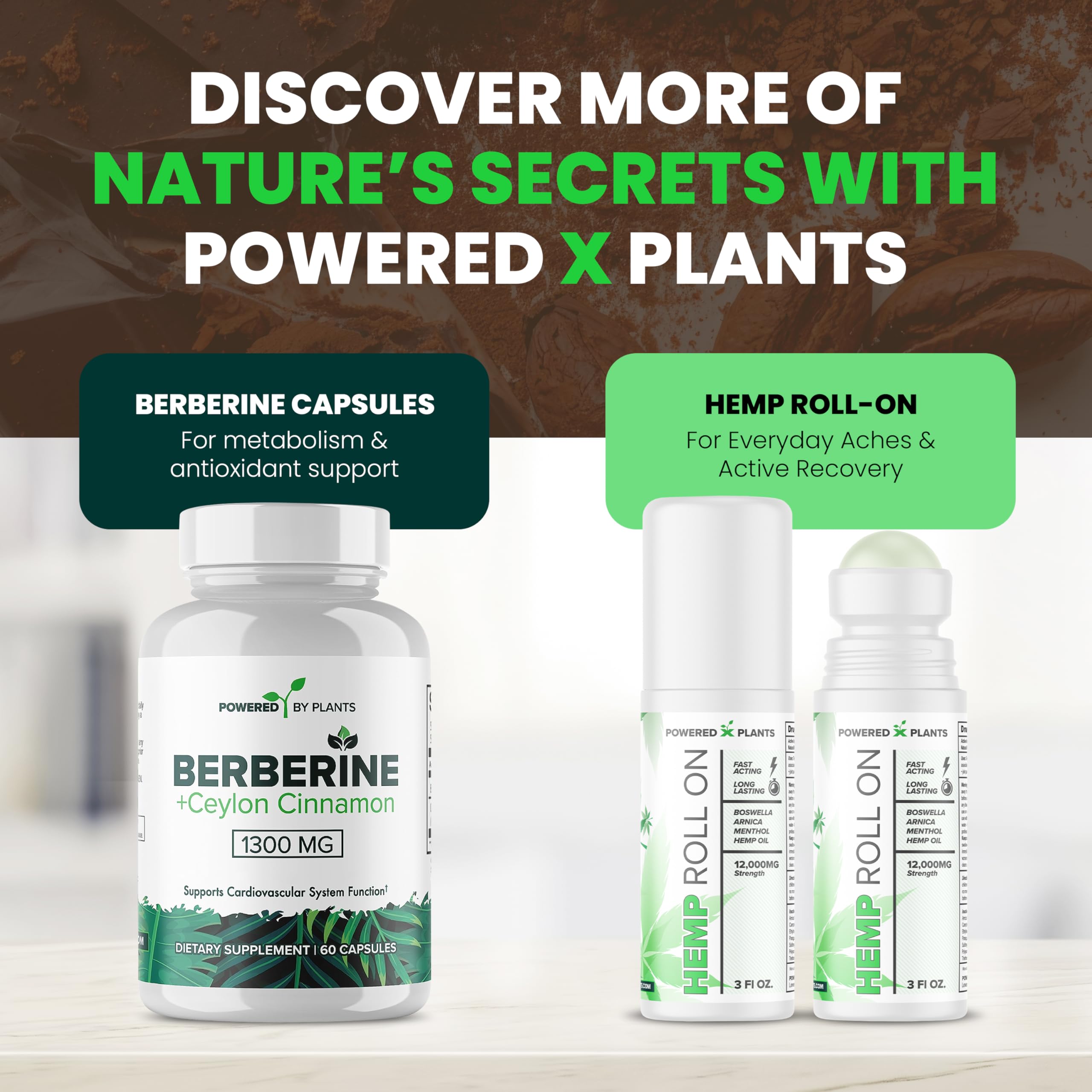 Powered X Plants vegan-friendly formulation symbol indicating clean, dairy-free option