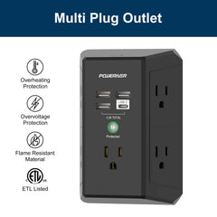 Poweriver 1680J surge protection protects devices from voltage spikes.