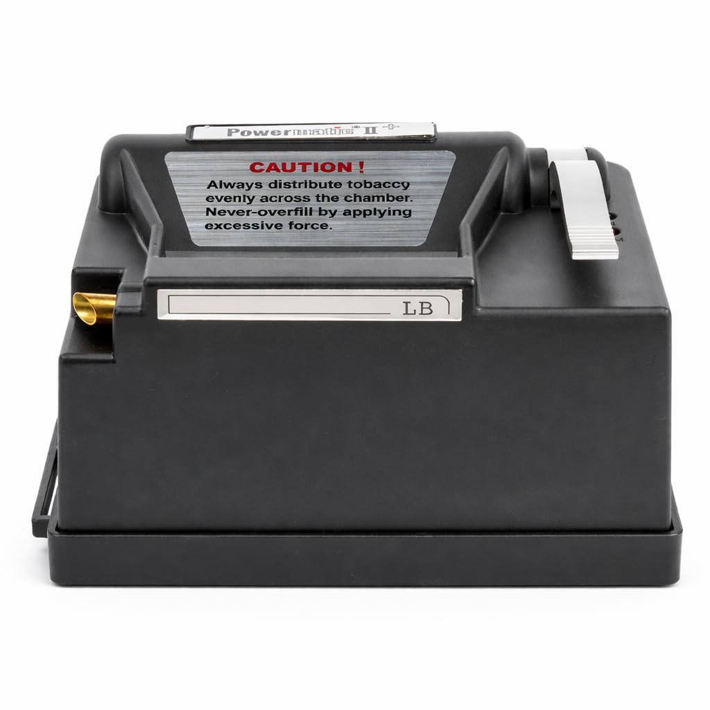 Powermatic II Plus with titanium blade for precise tobacco cutting and consistent cigarettes.