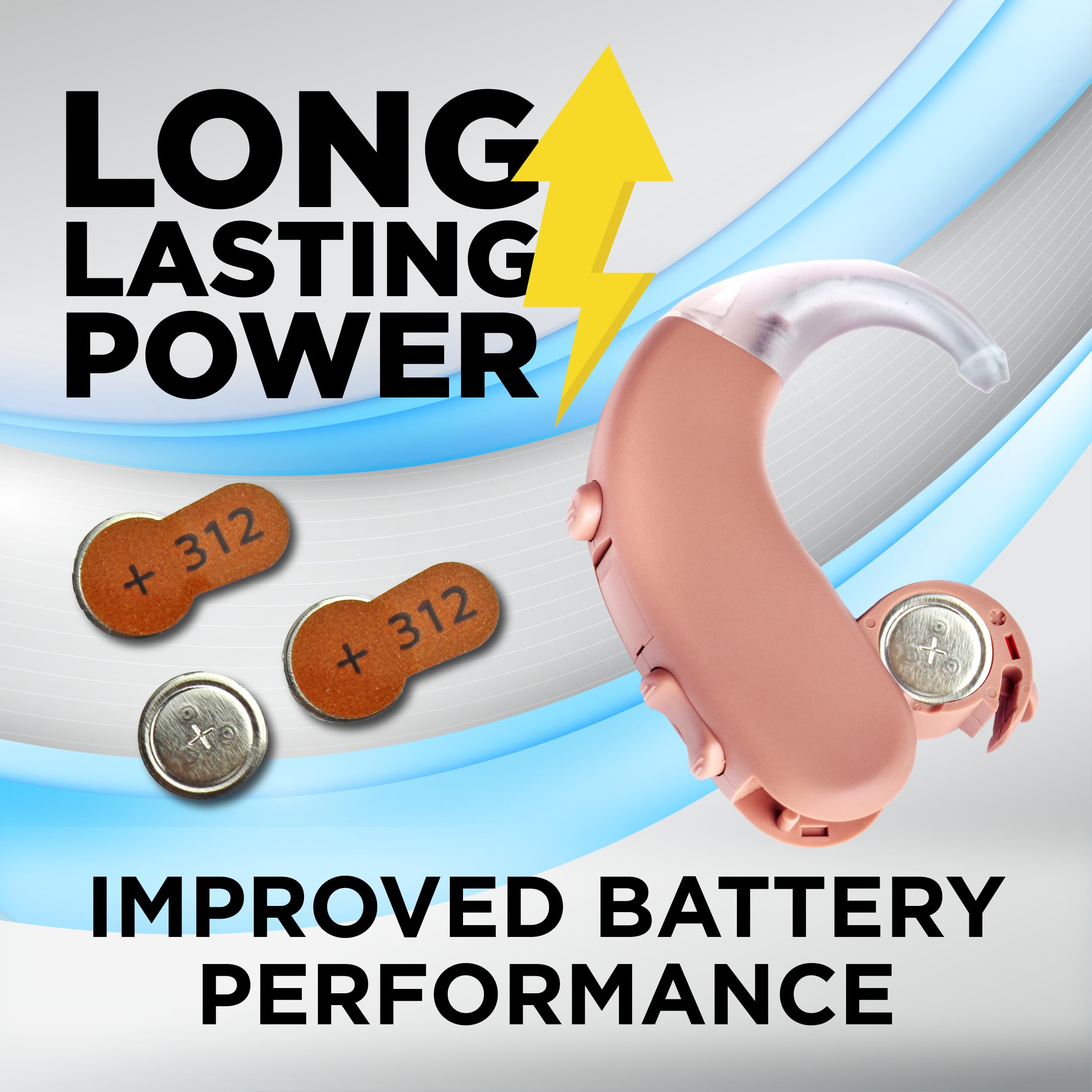 Powermax brown tab design enables quick battery changes on the go.