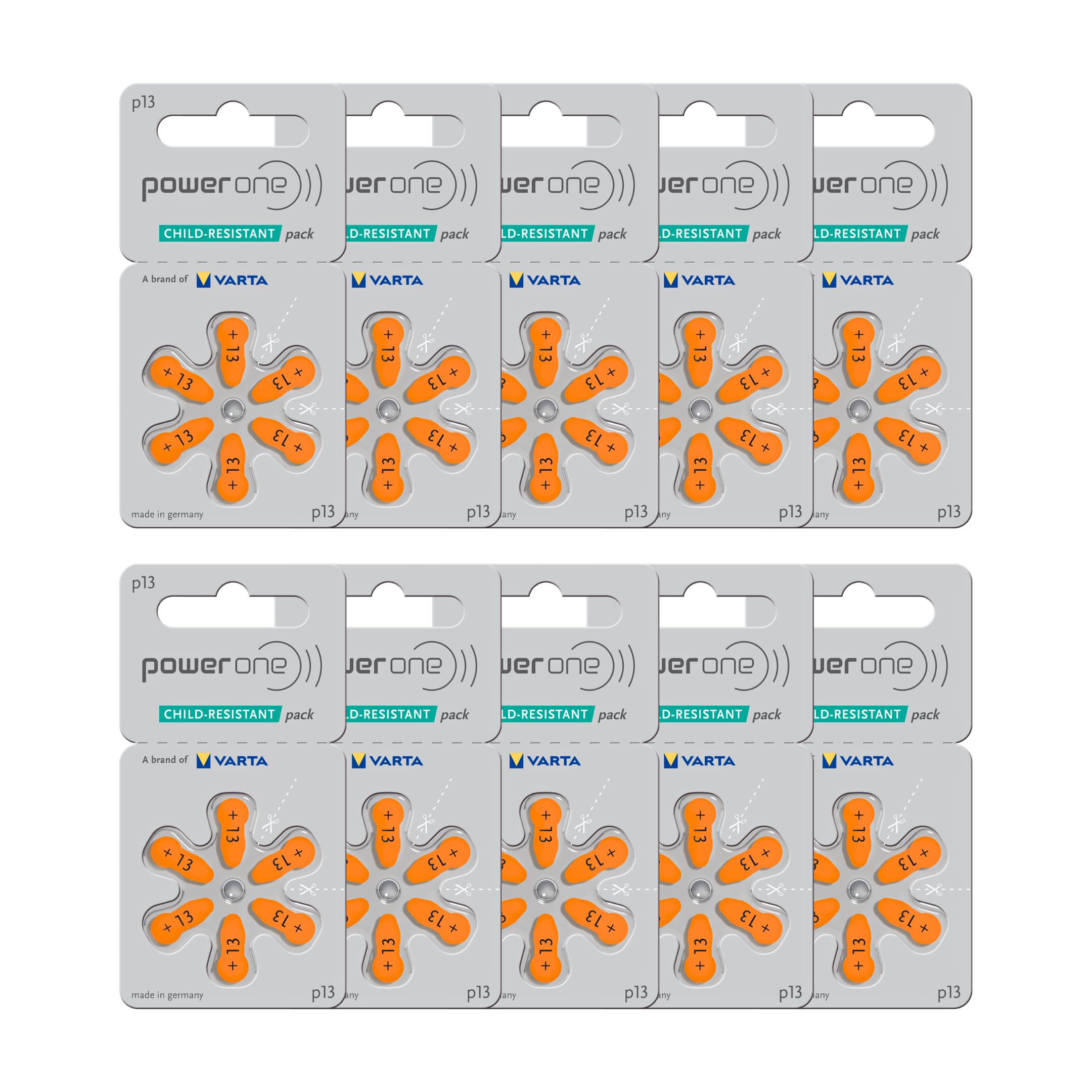 Power One P13 battery with extra-long tabs for easy replacement.