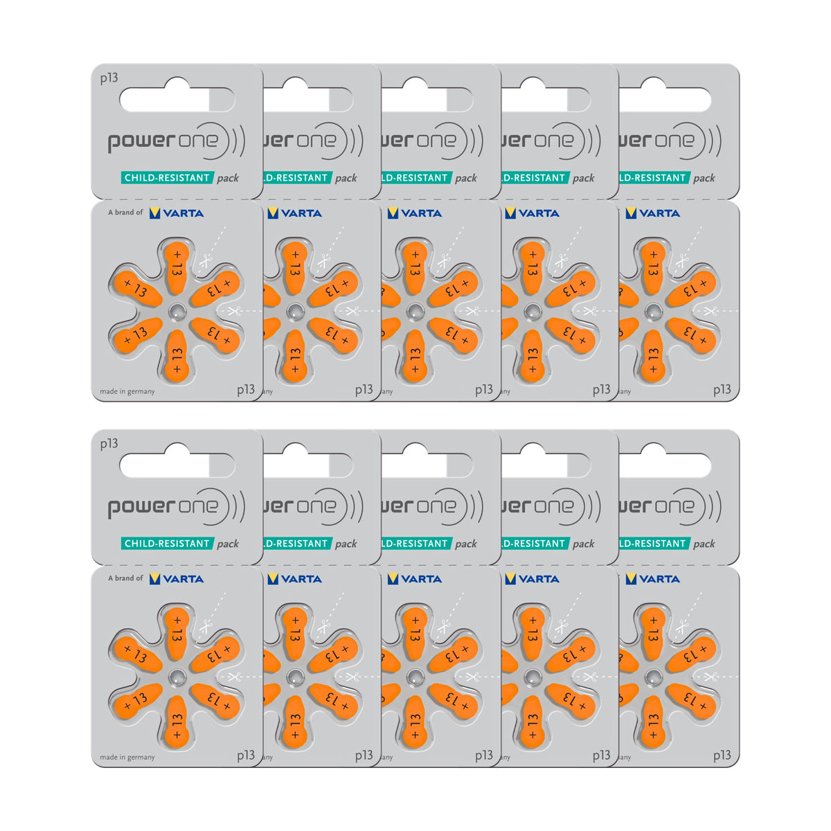 Power One P13 battery with extra-long tabs for easy replacement.