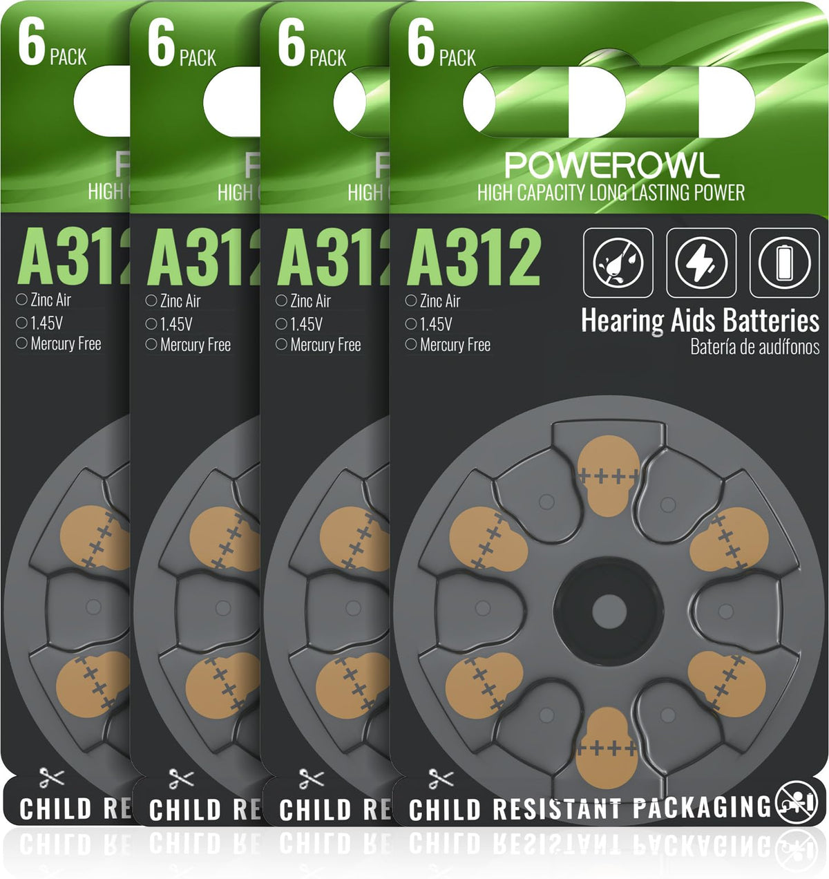 POWEROWL 24-count 312 batteries pack for easy handling and storage
