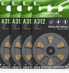 POWEROWL 24-count 312 batteries pack for easy handling and storage
