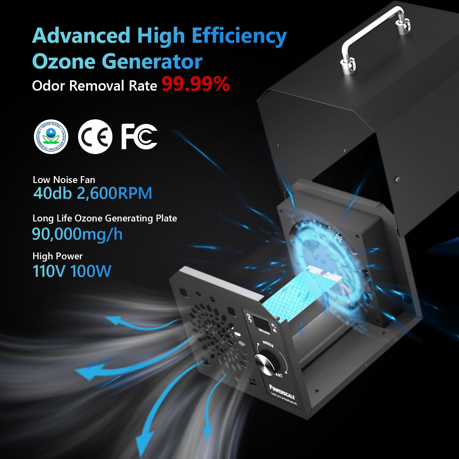 PowerScale ozone generator removable filter for easy maintenance