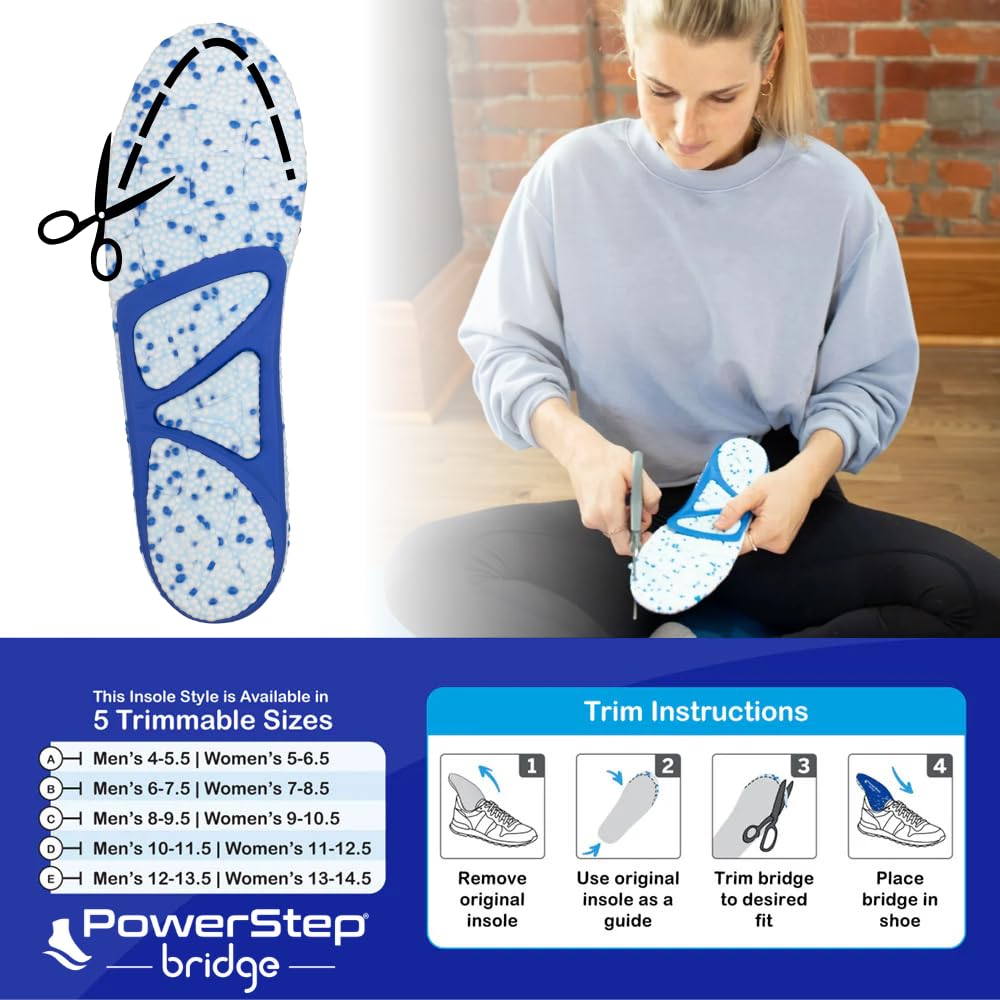 PowerStep Bridge flexible heel frame supports natural movement without rigidity.