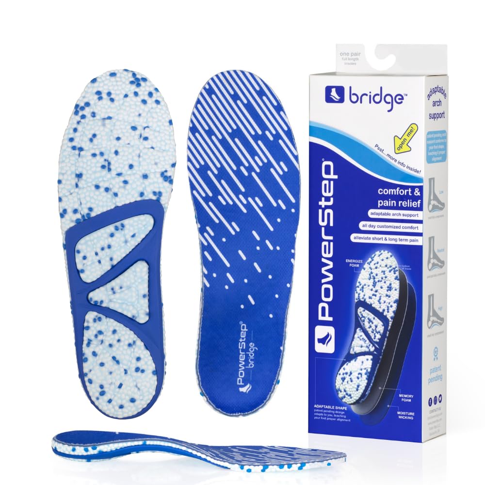 PowerStep Bridge insoles with arch support for all-day comfort and stability.