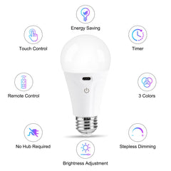Powfloven A19-fit bulb demonstrating four timer options for easy auto-off scheduling.