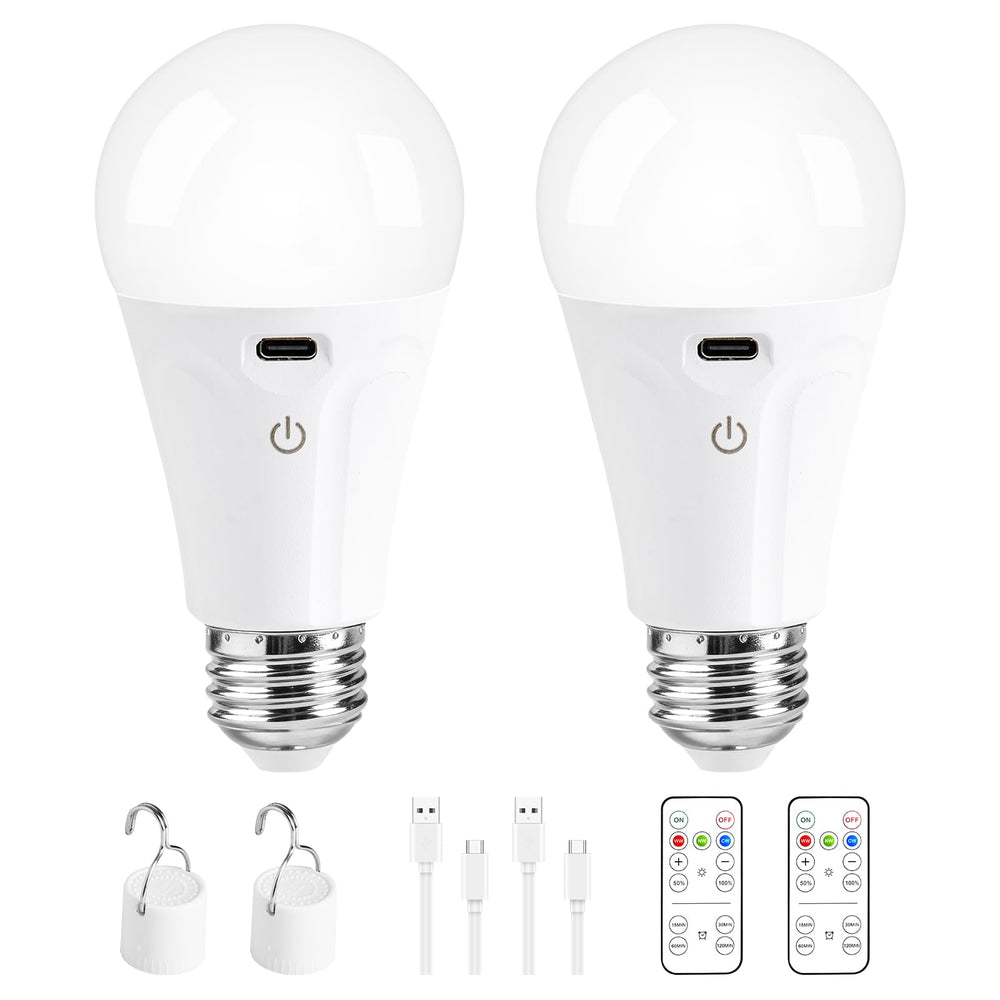 Powfloven rechargeable light bulb with remote control provides cordless lighting across the room.
