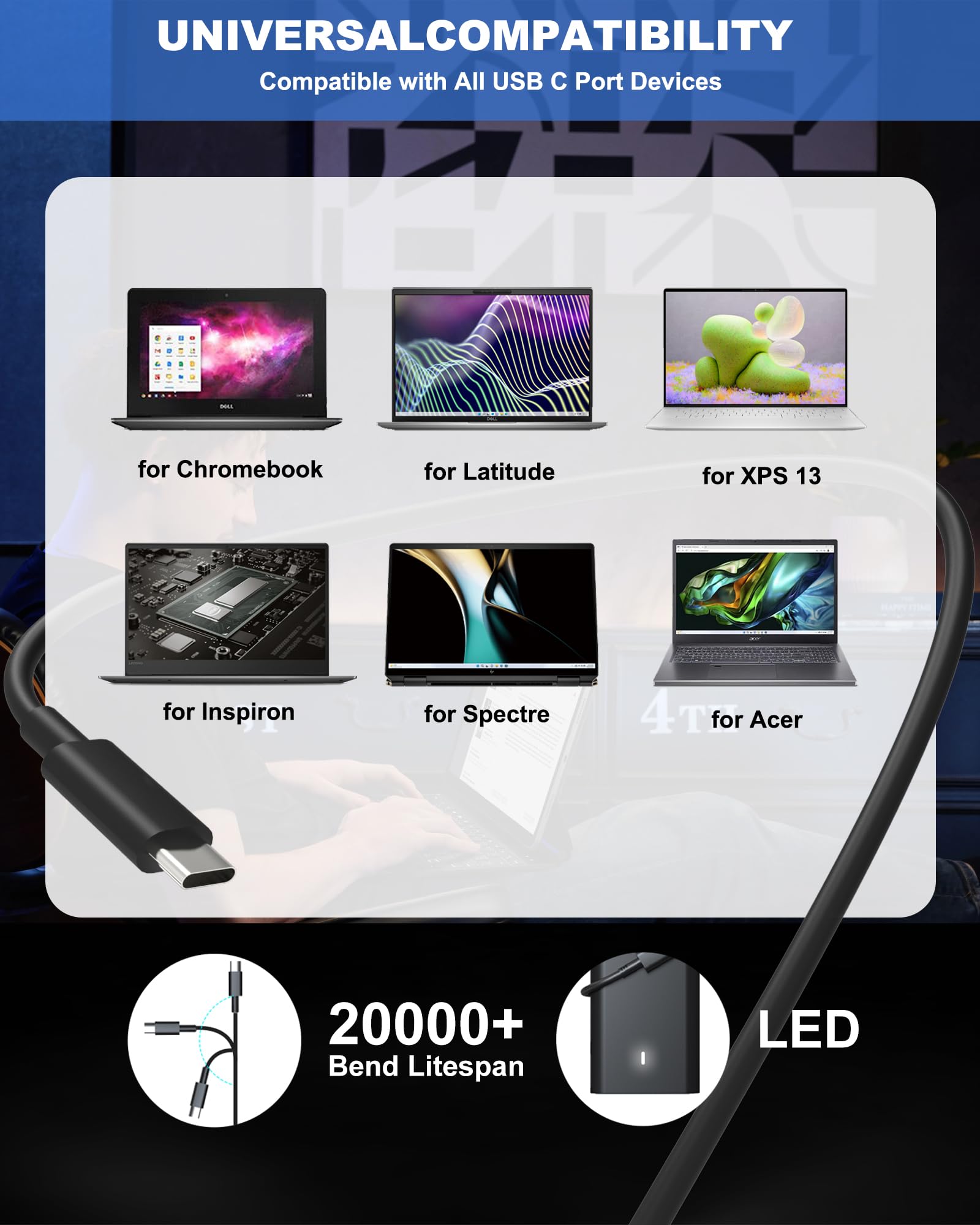 POWJDWZ USB-C power supply with universal 100-240V input