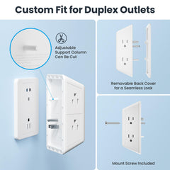 POWSAF spaced outlets showing 2.1-inch clear spacing between sockets