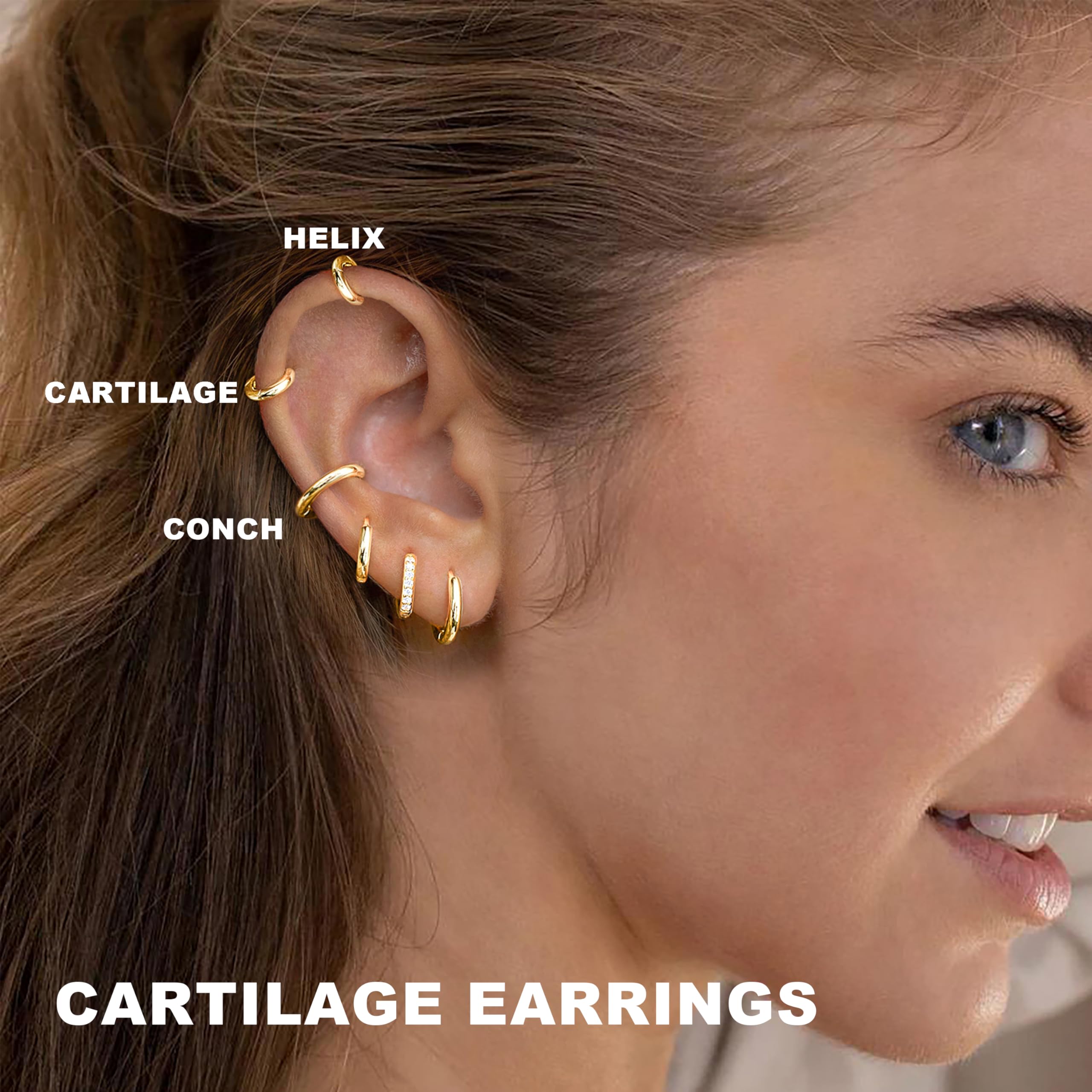 Poxtex Gold Hoop Earrings 14k plated finish for lasting shine.