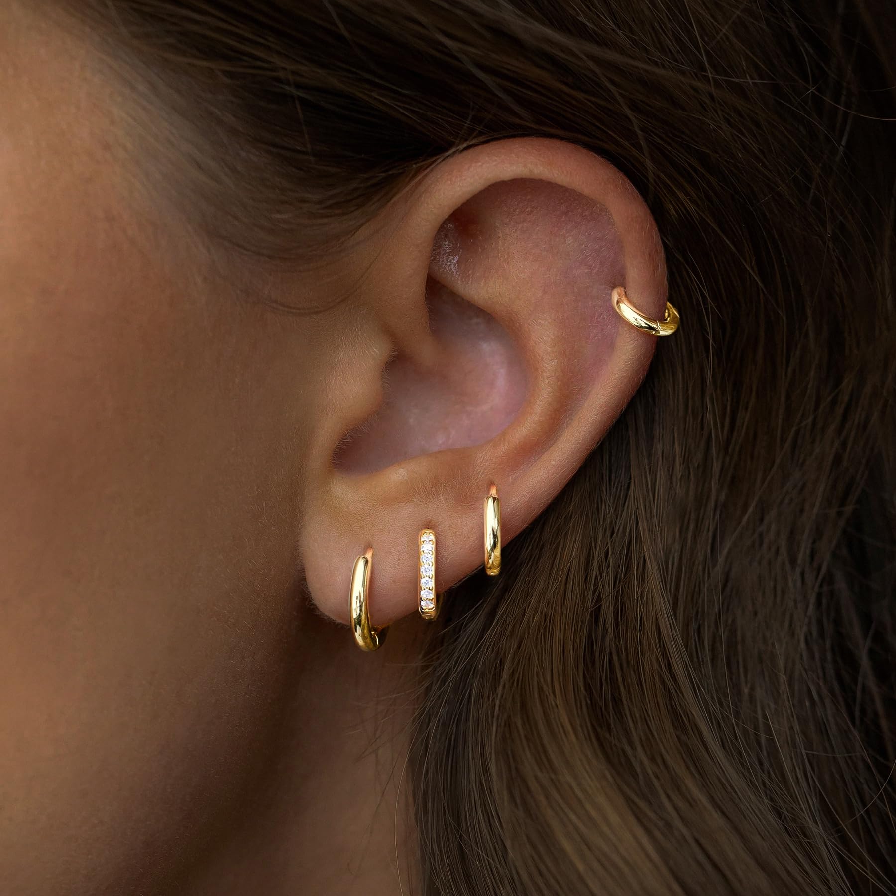 Poxtex Gold Hoop Earrings conch-tragus design for edgy looks.