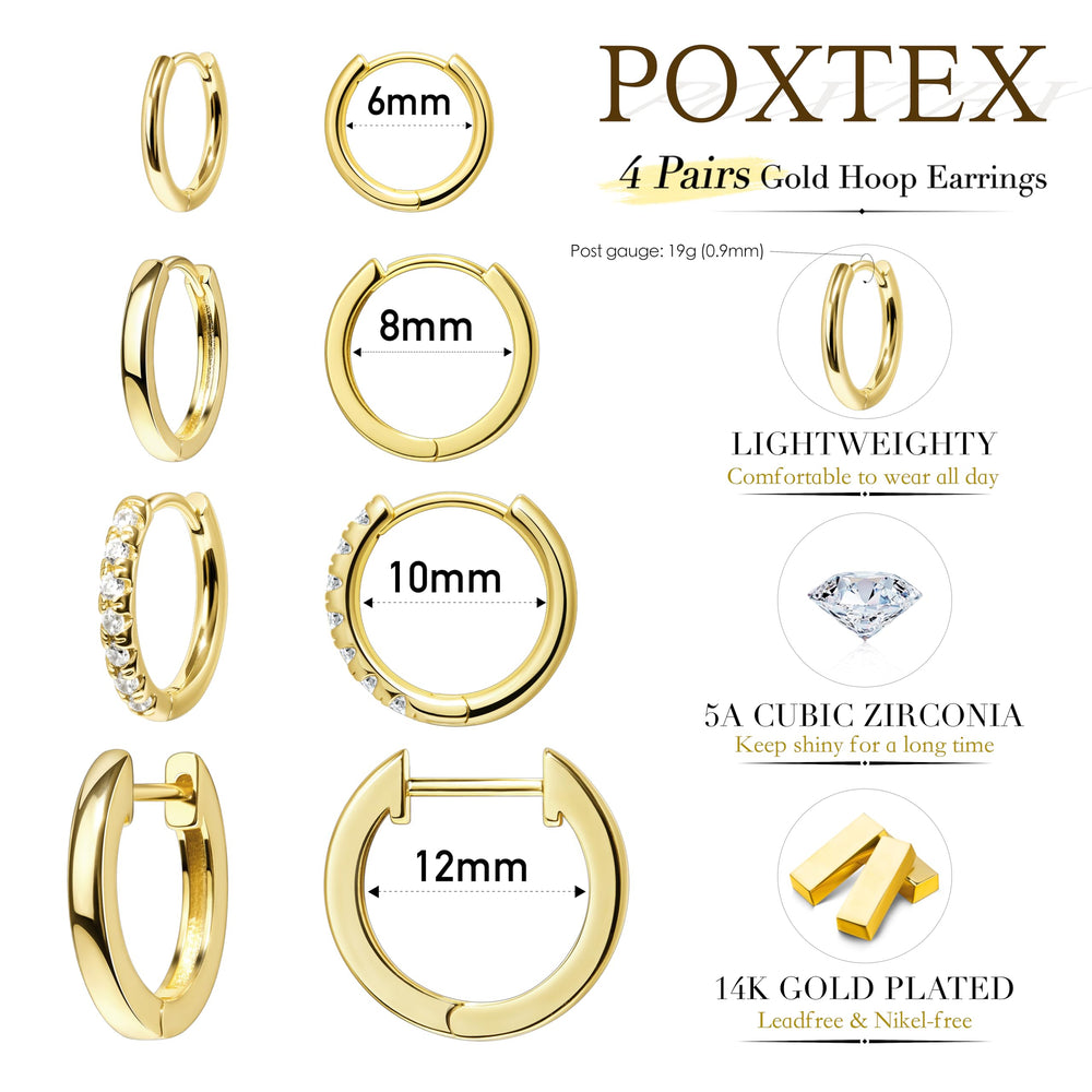 Poxtex Gold Hoop Earrings daily-wear comfort and lightweight feel.