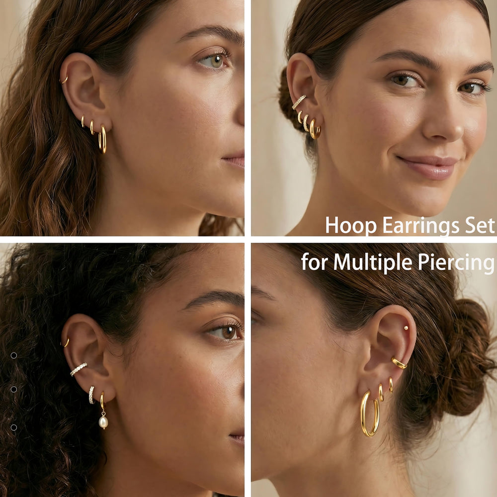 Poxtex Gold Hoop Earrings hypoallergenic plating for sensitive ears.