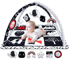 Poycuna baby gym front view highlights high-contrast design that supports newborn visual development.