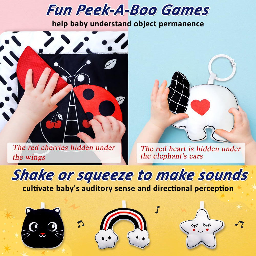 Poycuna mirror-and-rattle image demonstrates engaging self-discovery and auditory tracking.