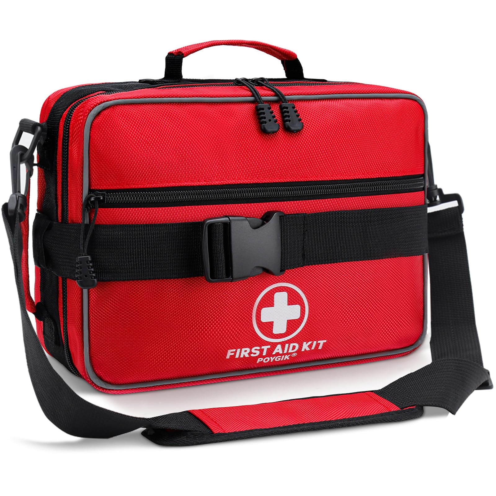 Poygik Premium 420-piece kit backpack open showing organized contents for easy access in emergencies