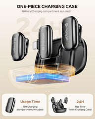 PQRQP charging case with microphone for all-day power on shoots.