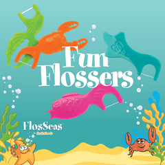 Practicon FlosSeas flossers in assorted colors, easy daily flossing for kids.
