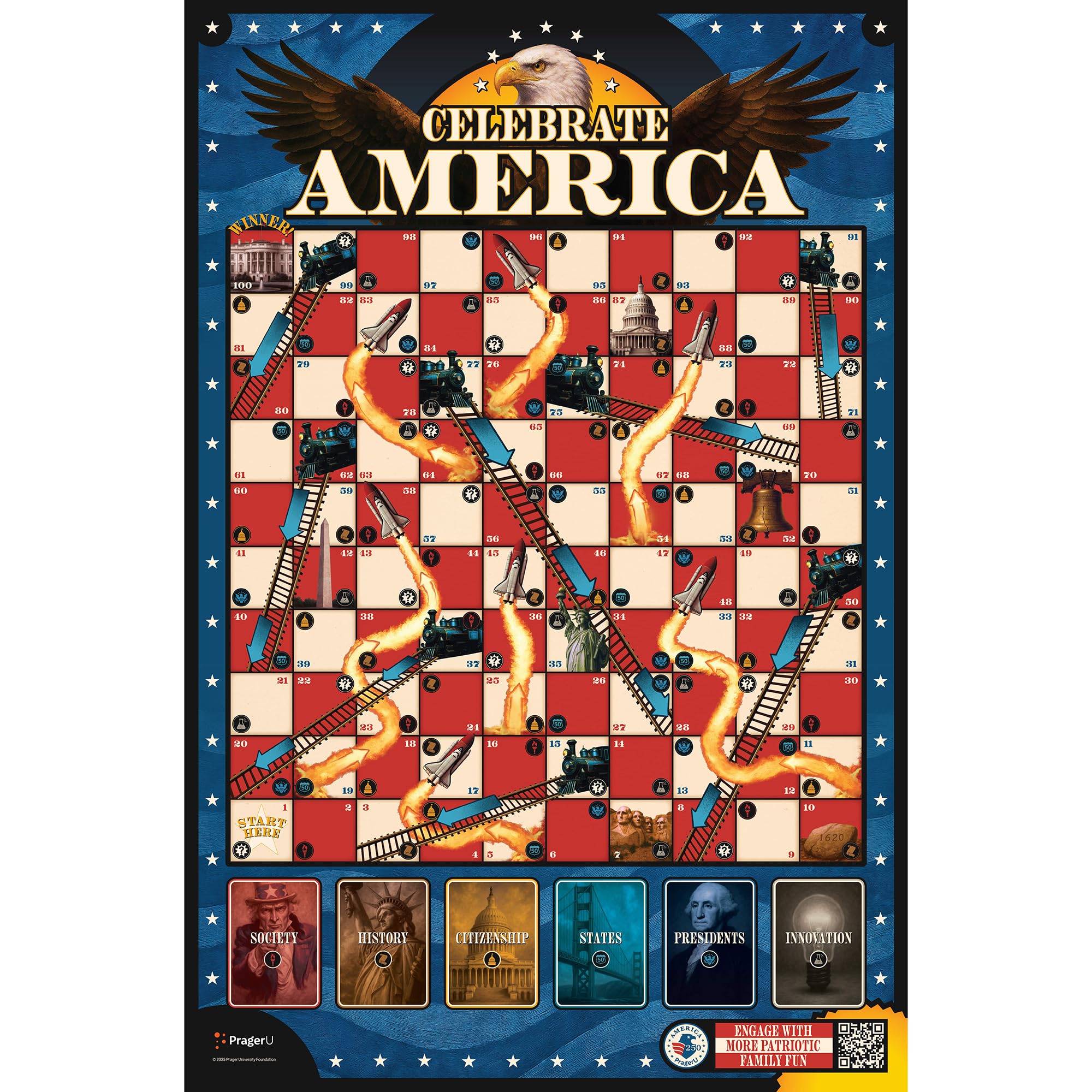 PragerU Celebrate America rocket boost token adds excitement to gameplay.