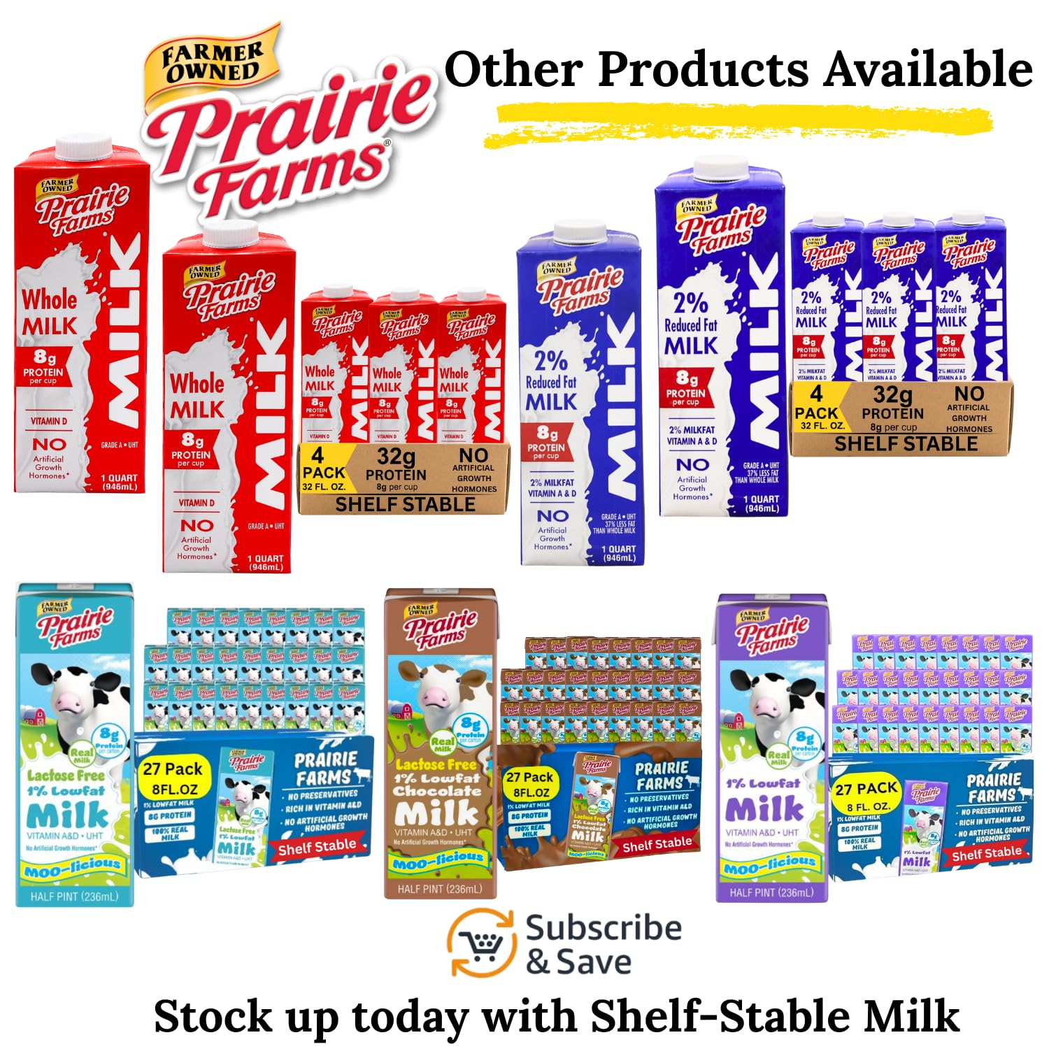 Prairie Farms sustainability and animal care emphasis on packaging.