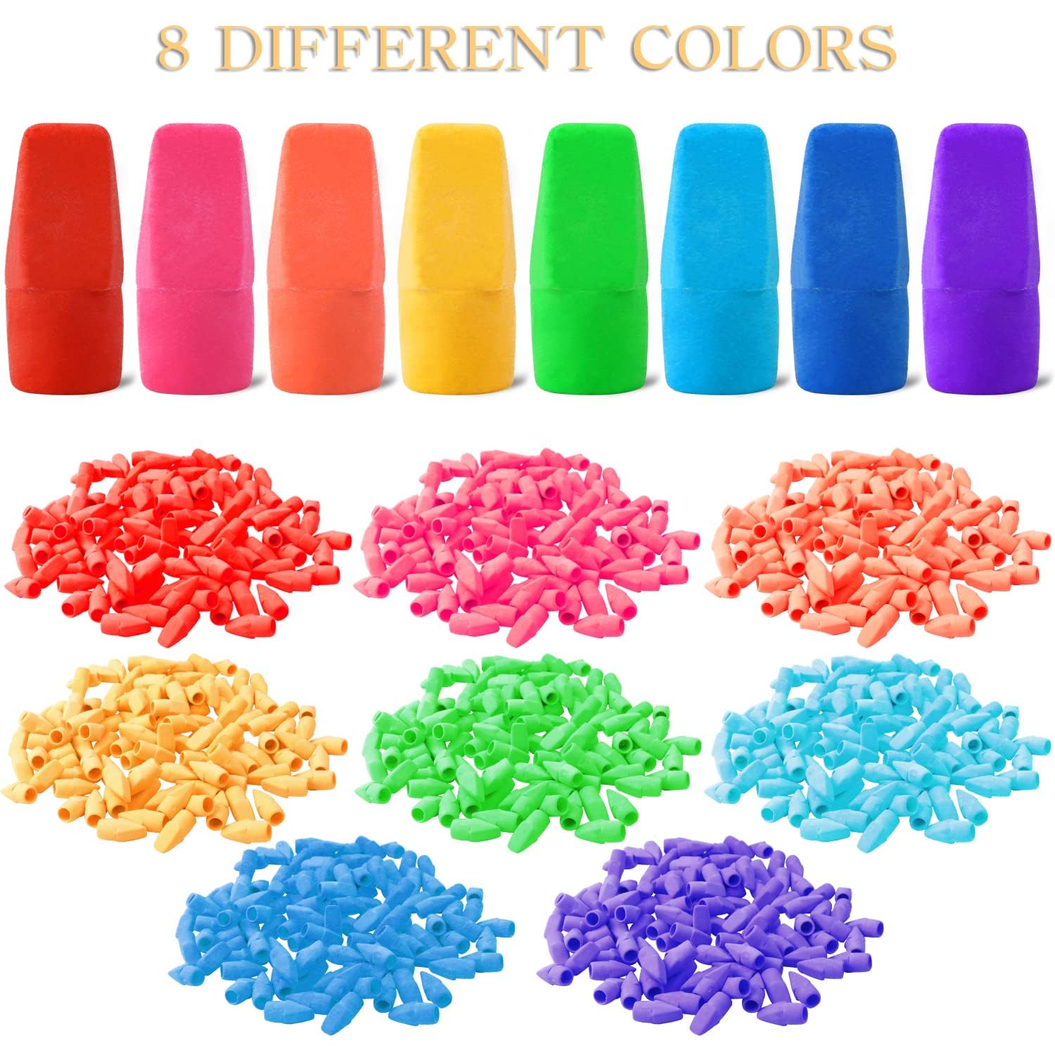 PRALB pencil-top erasers fit standard pencils and stay in place.